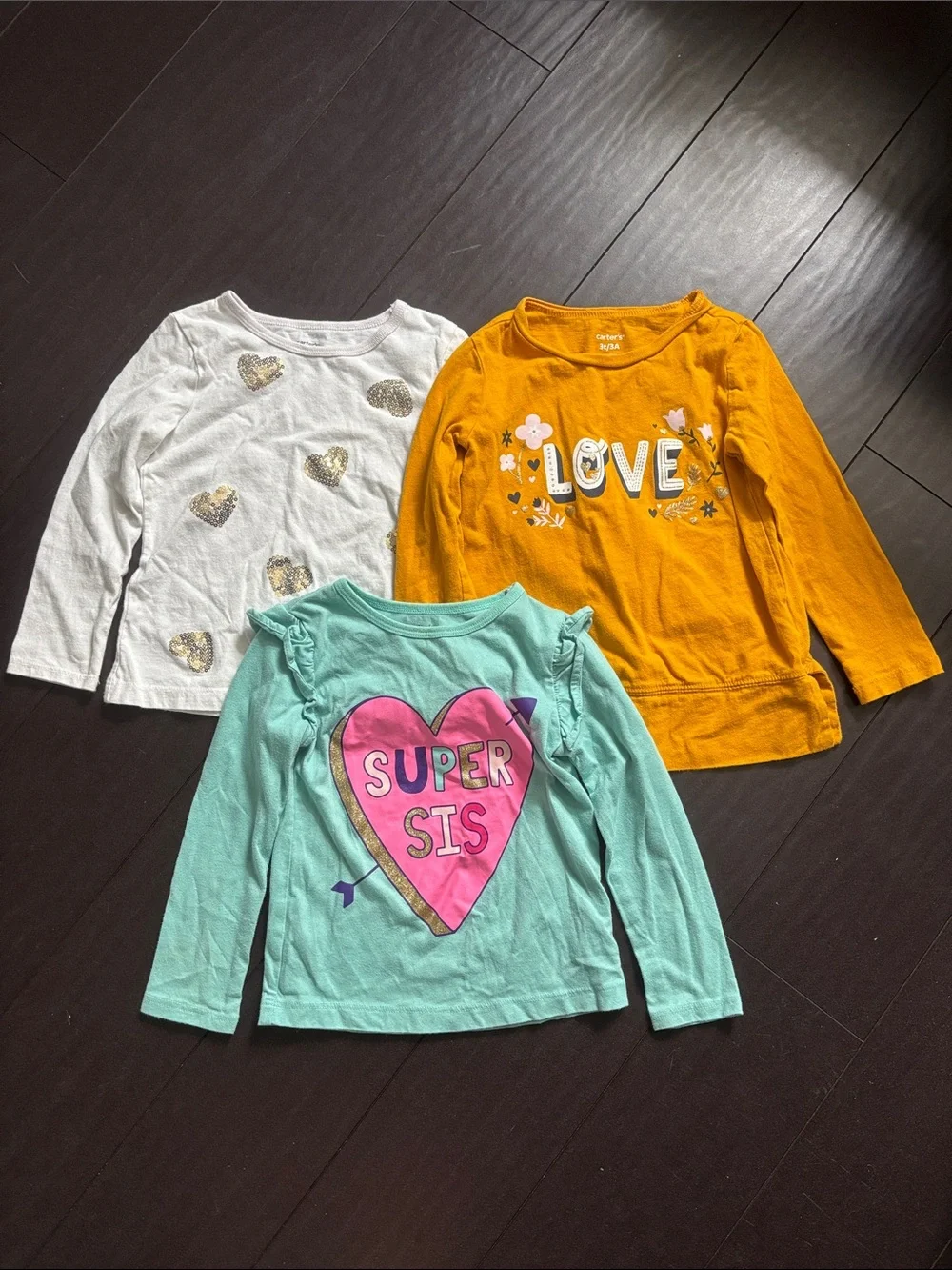 Carter's LOVE, Super Sis & hearts Long-Sleeve Tops 3T